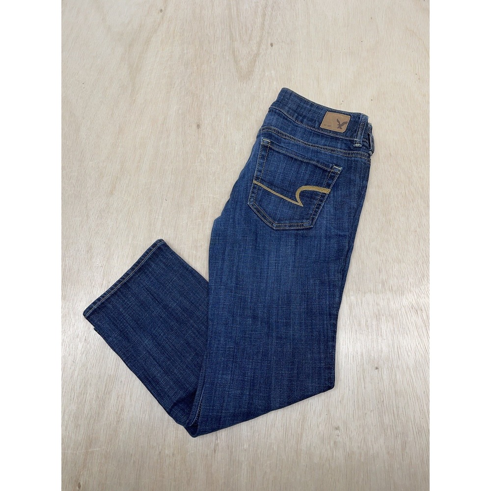 American Eagle Artist Crop Jeans Women‎ Sz 2 (28x23) Stretch Double Button Denim - Picture 3 of 9